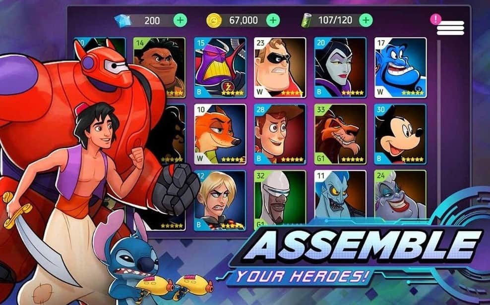 Disney Heroes MOD APK (Unlock All Characters, Unlimited Gems) Latest Version